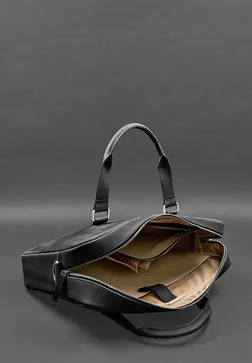 Шкіряна сумка для ноутбука та документів чорна Crazy Horse - фото 4