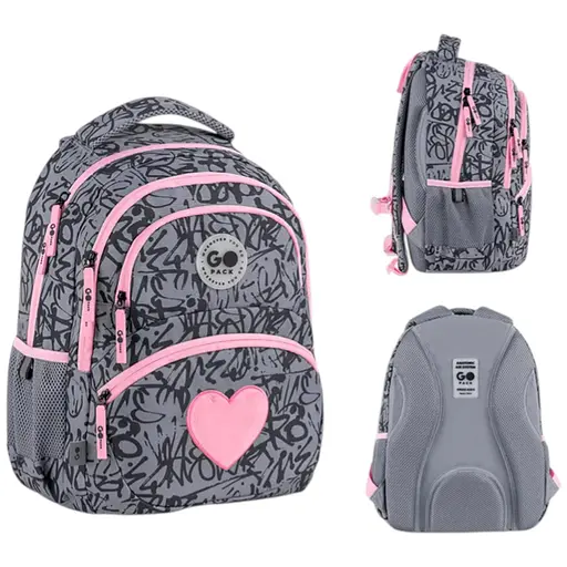 Рюкзак GoPack Education 175M-4 Fluffy Heart Серо-розовый (GO26-175M-4) - фото 1