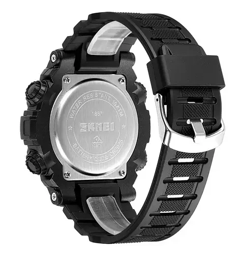 Чоловічий наручний кварцовий годинник Skmei 1887 (Чорний з червоним) - фото 4