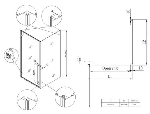 Душевая кабина без поддона Koer SR SC08-90x90x200 -TR-01 прозрачное стекло Easy Clean 6 мм, хром KR5371, Универсальная, прозрачная, хром - фото 2