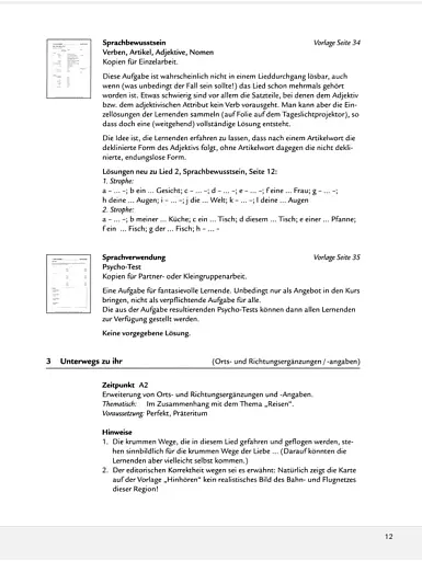 Grammatikalische Liebeslieder: Methodische Vorschlage Und Kopiervorlagen MIT Audio-CD - фото 3