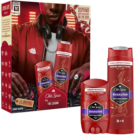 Подарочный набор Old Spice Rockstar: Гель для душа 3 в 1, 400 мл + Твердый дезодорант 50 мл - фото 1