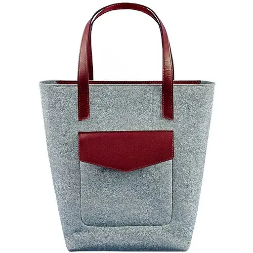 Фетрова жіноча сумка Шоппер D.D. з шкіряними бордовими вставками - фото 1