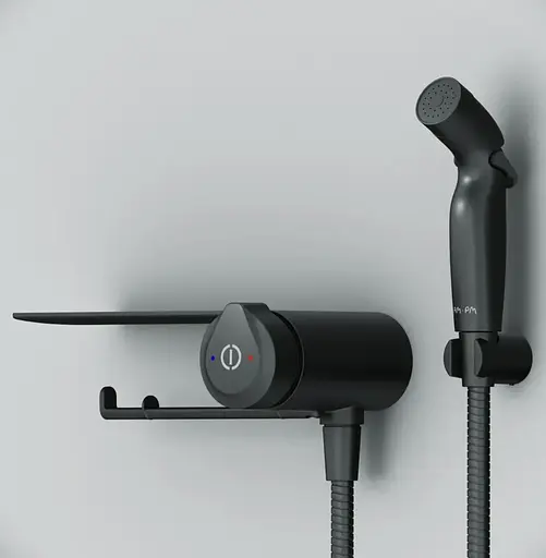 Гігієнічний душ Am.Pm X-Joy із змішувачем та полицею, чорний матовий F0H85A822 - фото 3