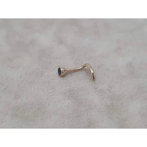 Золота сережка-пірсинг Dear в ніс Dear с фіанітом. 1023.1 Синій (темний) - фото 2