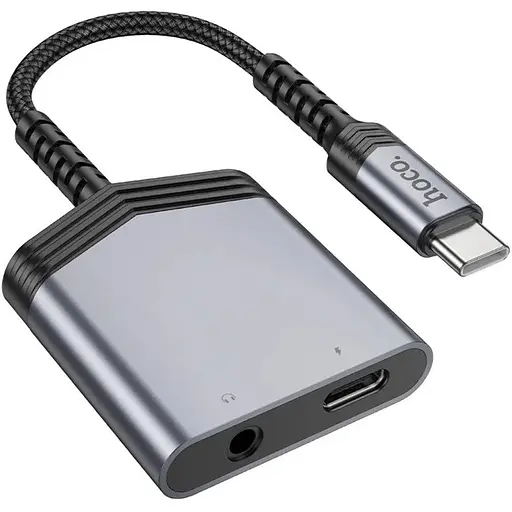 Адаптер переходник Hoco LS39 аудио конвертер Type-C / Jack 3.5 F to Type-C серый