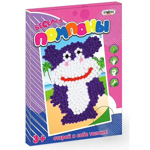 Набор для творчества Мозаика из помпонов Бегемотик 1006