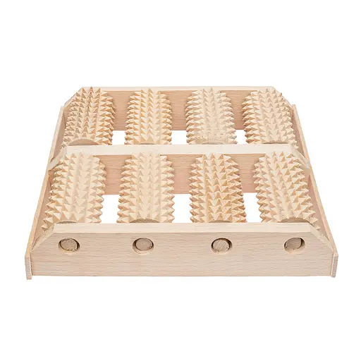 Масажер для ніг дерев'яний зубчастий на 8 роликів для двох ніг 25.5х25.5х5 см, Woodly 84980 - фото 10