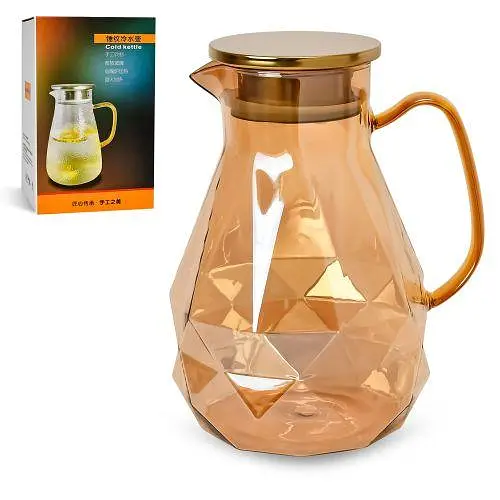 Кувшин стеклянный с крышкой 1.8 л. Графин для воды и различных напитков [MD]