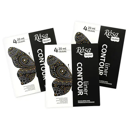 Набір контурів універсальних Rosa Talent класичні кольори та металіки 4х20 мл - фото 3