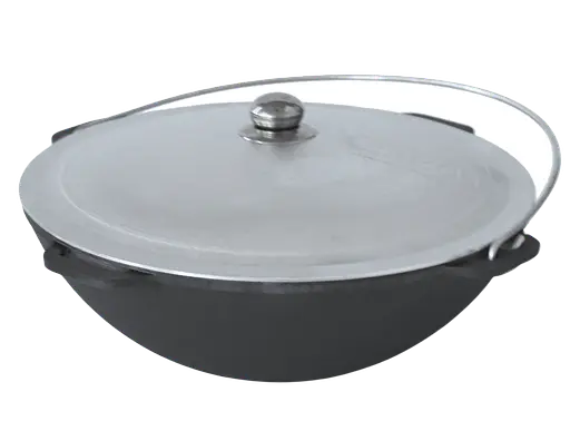 Казан чавунний азіатський 8 л з алюмінієвою кришкою, підставкою та чохлом - фото 3