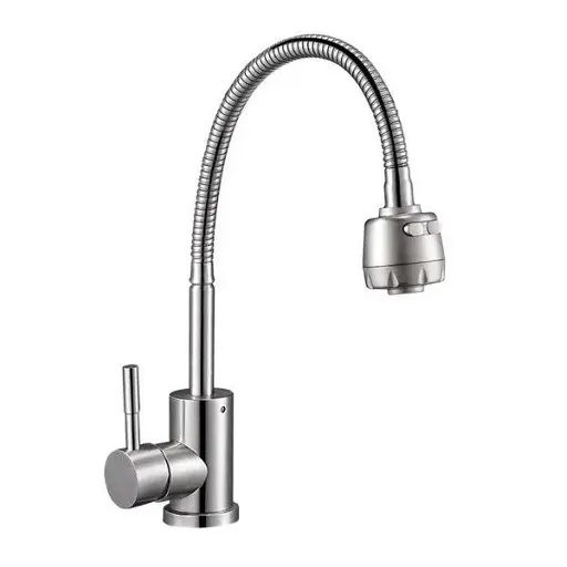 Смеситель для кухни Solone EZA4-A090 с рефлекторным гусьем Нержавеющая сталь 30412 - фото 1