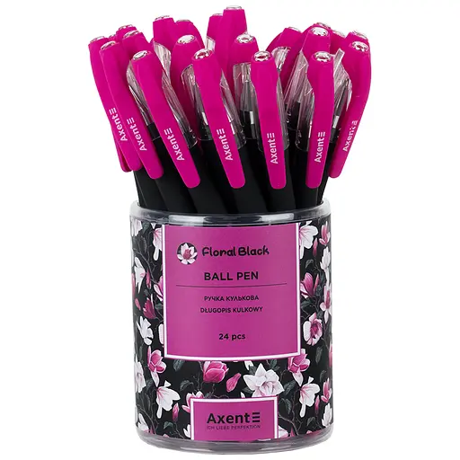 Набір ручок Axent Floral Black кулькові 24 шт. сині (AB1049-44-A) - фото 3