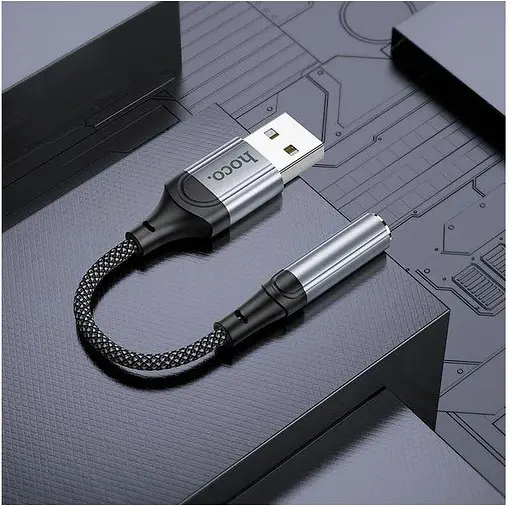 Перехідник Hoco LS36 USB to 3.5 зовнішня звукова карта 12 см DAC - фото 3