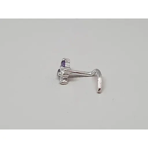 Серебряная серьга-пирсинг в нос Бабочка. 1041.8С Фиолетовый - фото 3