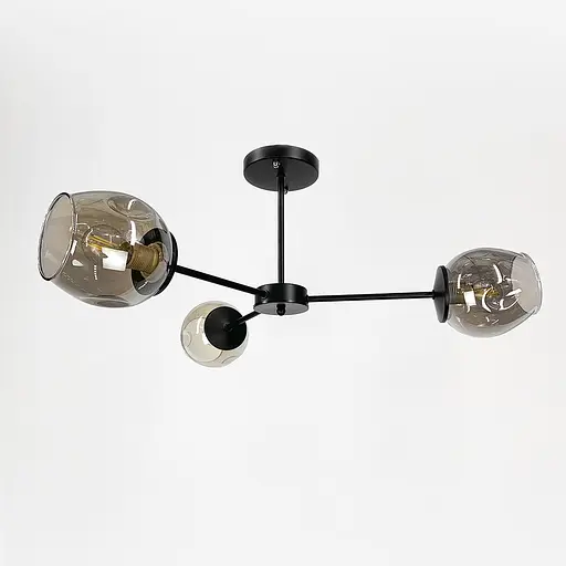 Сучасна стельова люстра в чорному корпусі на 3 плафони Line.F 91069/3 BK - фото 1