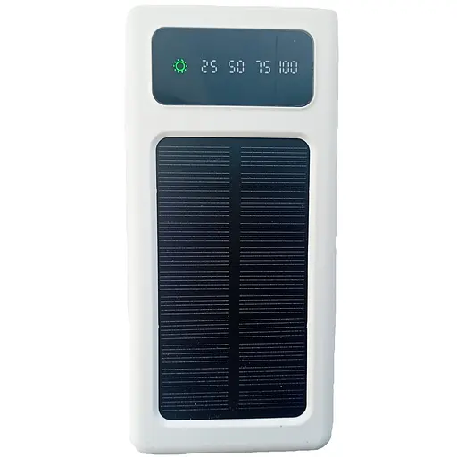 УМБ Power Bank Solar 30000mAh повербанк 4 в 1 з сонячною панеллю, екраном, ліхтариком White (11230)