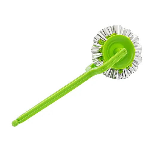 Колесо ніж ролик тісторіз вузький зубчастий фігурний для тіста та вирізування чебуреків, Kitchette Зелений84916 - фото 2