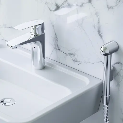 Змішувач для умивальника з гігієнічним душем Am.Pm Gem хром F90E03000, Хром - фото 2