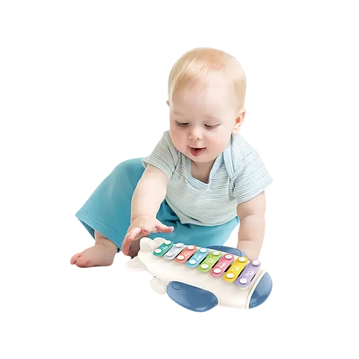 Игрушечный ксилофон 668-156-2 «Самолёт» - с ударными палочками, в подарочной коробке, синий - фото 2