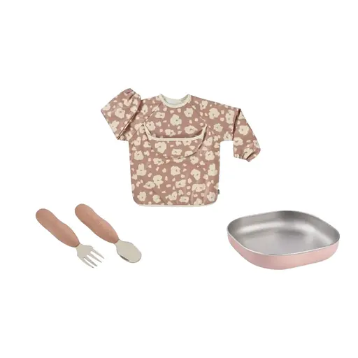 Набір посуду Beaba Savannah Bloom металевий подарунковий 4+ рожевий (913638)