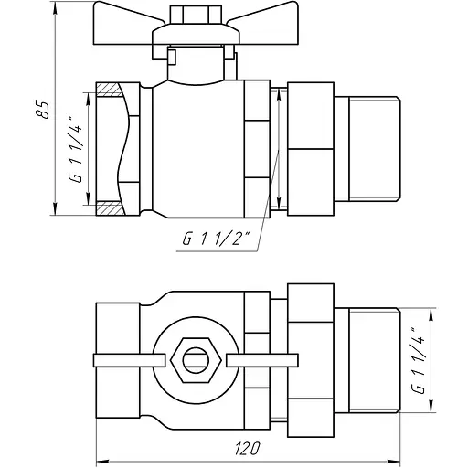 Кран кульовий прямий з американкою Arco 1 1/4″ Sena 154106 - фото 3