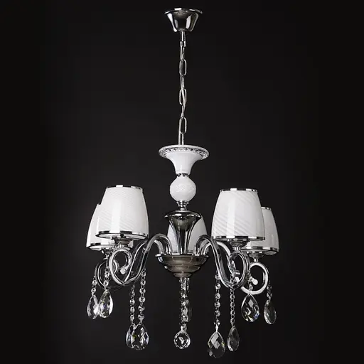 Люстра підвісна Brille кришталева з абажуром E14 40W CH (BCL-384S/5) - фото 6