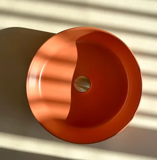 Умивальник Rea Sami terra matt помаранчевий накладний REA-U4566, Коричневий - фото 3