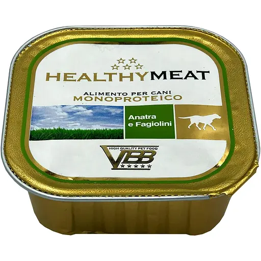 Монопротеїновий вологий корм для собак схильних до алергії Healthy Meat з качкою та зеленою квасолею 150 г - фото 1