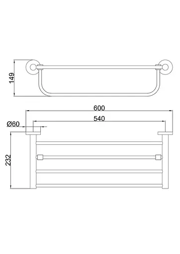 Полка Frap с полотенцедержателем F30224 1/10, Черный матовый - фото 2