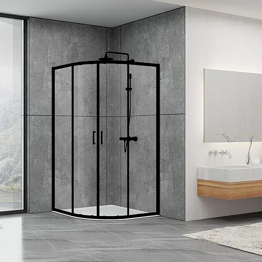 Душевая кабина Dusel EF-182B Black Matt 90x90, Черный матовый, Универсальная, прозрачная, 90x90 - фото 11