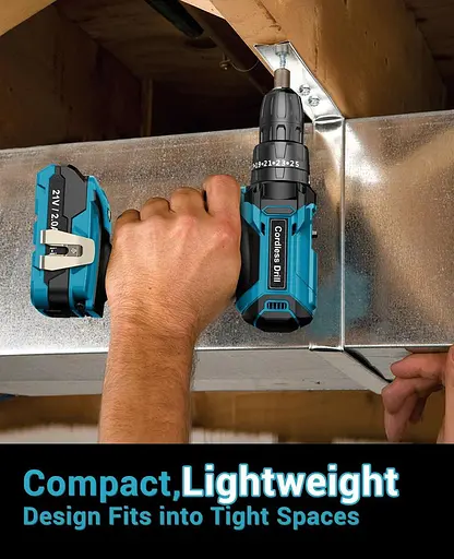 Набір акумуляторних дриль MHPRO 21 В, акумуляторний перфораторний дриль з 2 батареями 2000 мАг, крутний момент 25+3 - фото 2