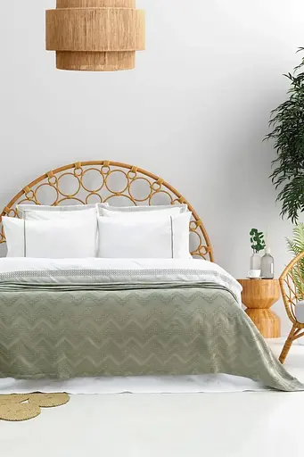 Постільна білизна Noemi Yesil Варена Бавовна з покривалом піке 240х260 Saheser pbe0051770 - фото 1