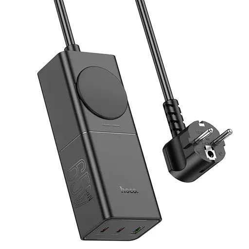 Сетевое зарядное устройство удлинитель Hoco NS4 USB/2 Type-C PD 65W черный - фото 3