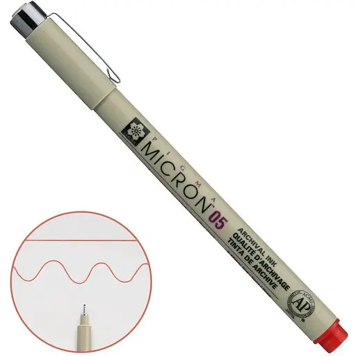 Линер Pigma Micron (0.5) 0.45 мм Красный Sakura - фото 1