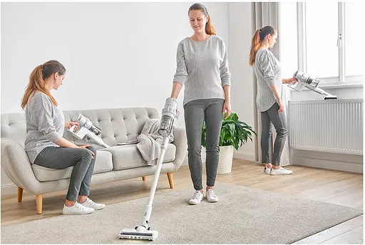 Пылесос беспроводной Sencor 250 Вт автон. работа до 45 мин НЕРА подсветка турбо щетка белый - фото 4