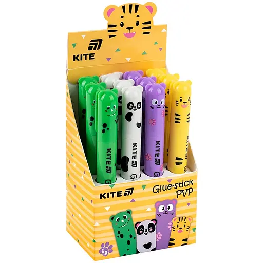 Набор клей – карандаш PVP 6 г с фигурным колпачком Kite 12 шт. (K25-1133)