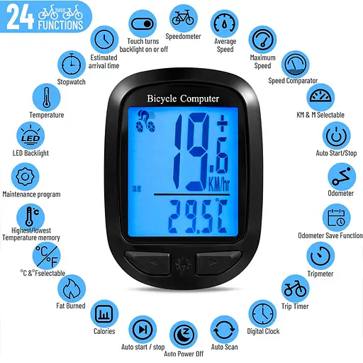 Беспроводной велокомпьютер YD100-A Waterproof с подсветкой (25 функций) - фото 6