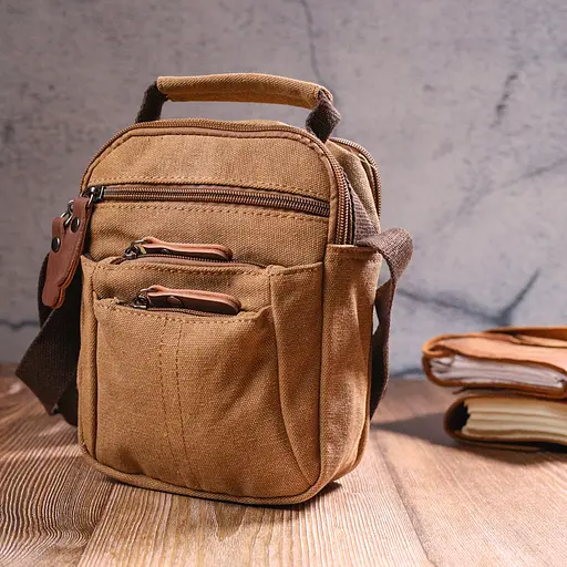 Стильна чоловіча сумка із щільного текстилю 15х20х8 см Vintage 15х20х8 см sum0021436 - фото 16