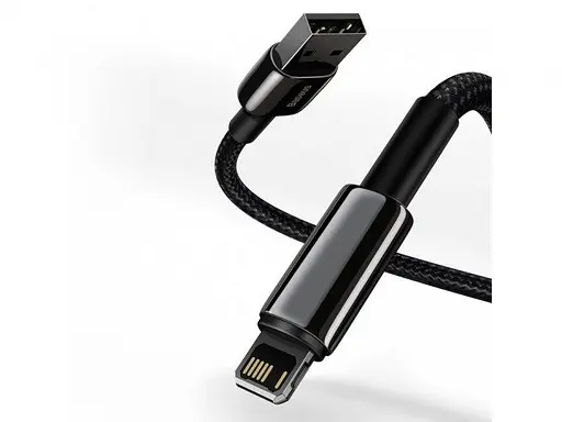 Кабель Baseus Tungsten Gold Fast Charging Data Cable USB to Lightning 2.4A 1 м Чорний - фото 2