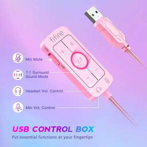 Наушники игровые Fifine H9P 7.1 Pink (127925) - фото 3