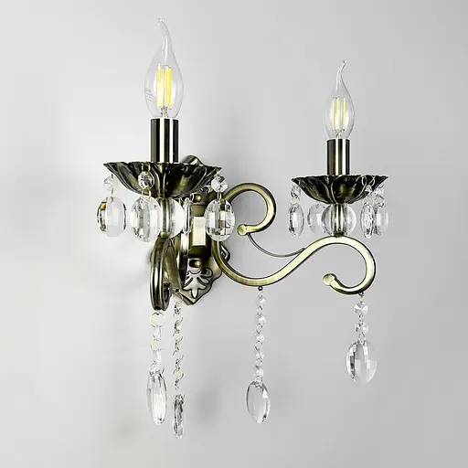 Бра подсвечник Line F на 2 лампы с хрустальными подвесками в бронзовом корпусе Арт. 6071/2 AB - фото 3