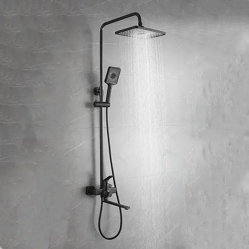 Душевая система Frap F2471-6, излив - переключатель на лейку, 3-функции, Черный матовый - фото 2