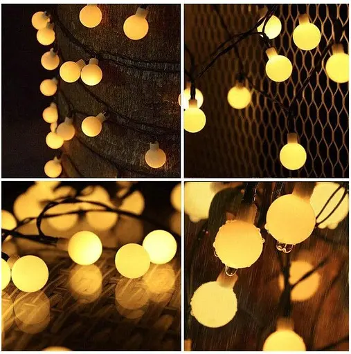 Уличная светодиодная гирлянда Sun Lamp Solar 7 метров 50 LED на солнечной батарее "Молочные шары" - фото 5