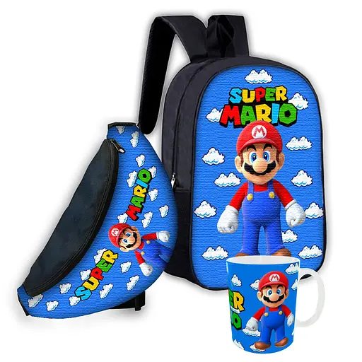 Набор детский Супер Марио рюкзак рюкзак 36х27см сумка-бананка, кружка с принтом для мальчика (01561)