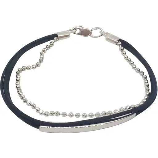 Браслет из текстиля Qvaliz с серебряными вставками. 905-01102 16