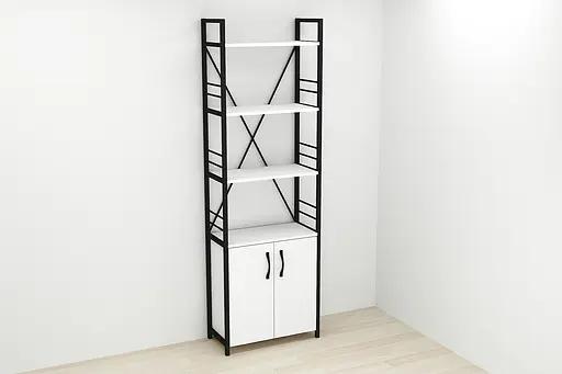 Етажерка 4/60 Ferrum-decor Серії Конект із тумбою 179x60x28 Чорний ДСП Білий (FRD-104484) - фото 2