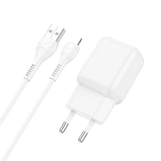 Блок питания с кабелем Адаптер сетевой Hoco Lightning cable C96A 1USB белый - фото 1