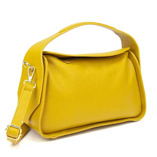 Містке шкіряне жовте кросбоді Firenze Italy F-IT-9570Y