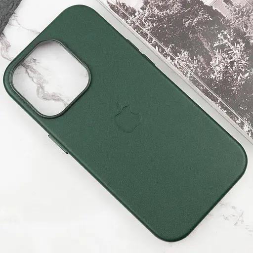 Кожаный чехол Epik Leather Case AAA с MagSafe и анимацией для Apple iPhone 15 Pro 6.1 Green - фото 2